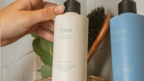 Duschtvål och Body Lotion i duschen