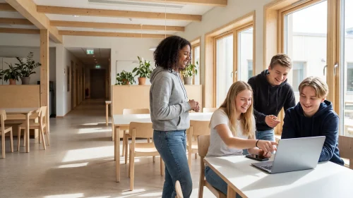 Elever som är glada och skapar en klasskassa för att börja sälja med klassen
