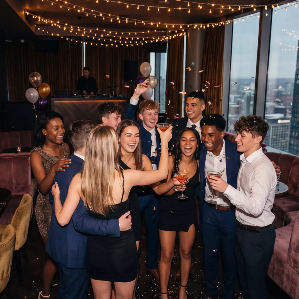 klass som firar sin studentskiva efter att ha tjänat ihop pengar via klasskontot