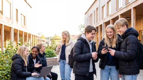 tonåringar i grupp som tillhör en förening och ska starta en försäljning med klasskontot